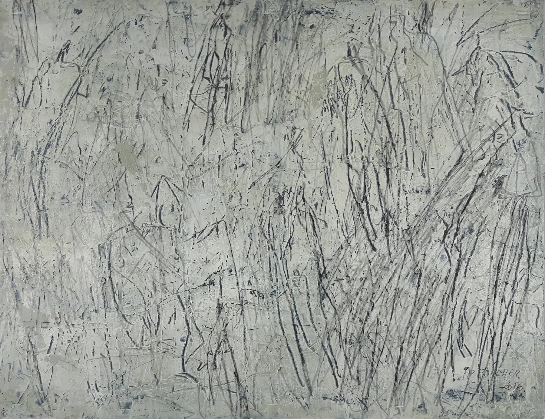 Randonnée, Jean Pierre Porcher, 2016, Acrylic and graphite on paper on MDF