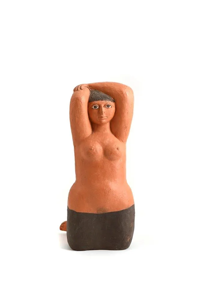 Menina de Joelhos saia preta 14/50, Jorge Vieira, Terracotta sculpture