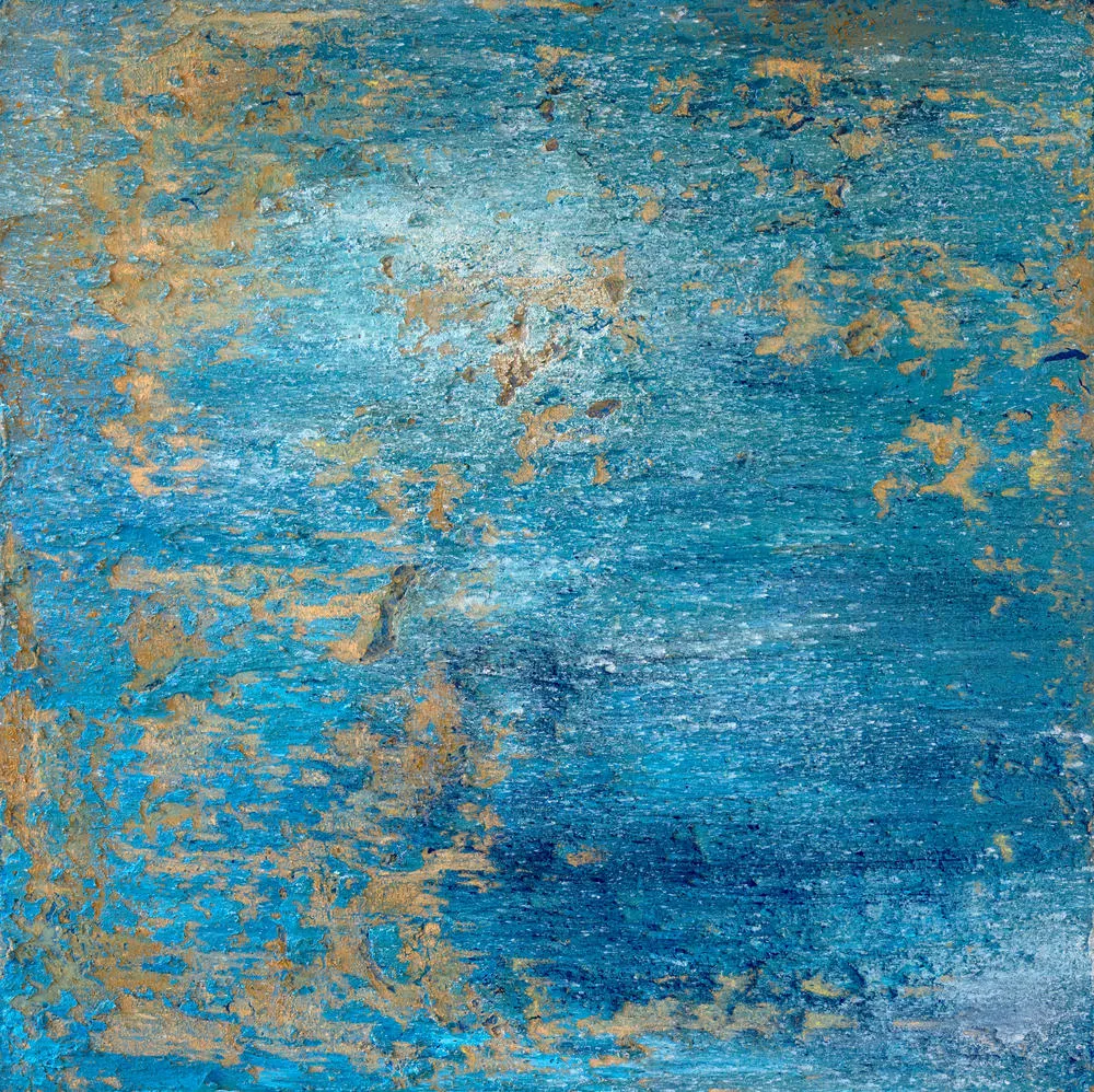 Destellos Cerúleos, Alberto Reguera, 2026, Mixed media on canvas