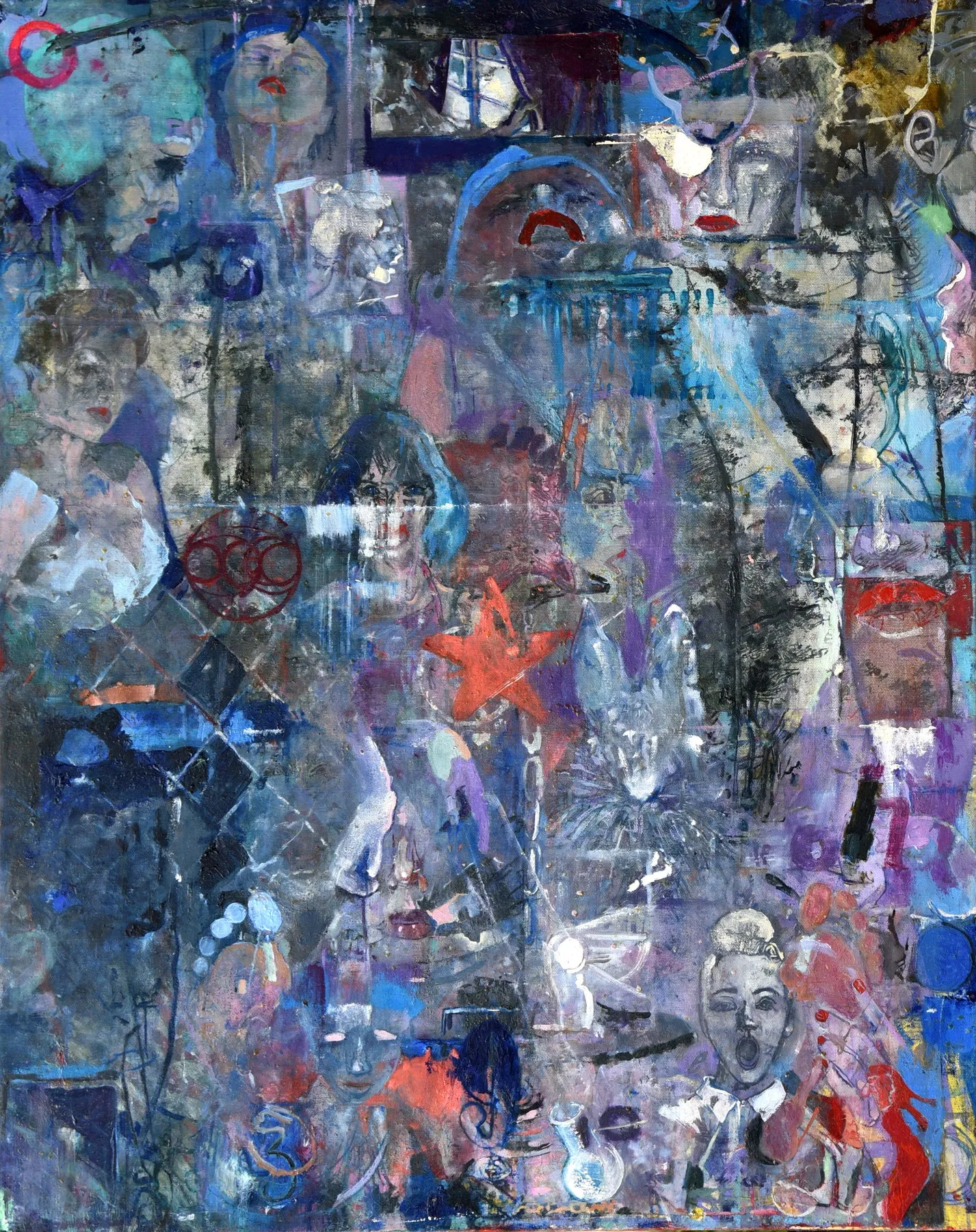 Full tilt diary on the blues, João Cristóvão, 2025, Oil on canvas