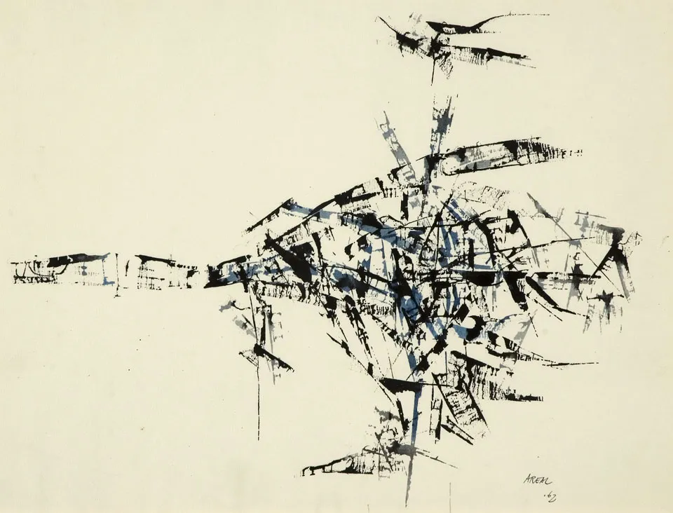 Untitled (10), António Areal, 1966, India ink with gouache wash on paper