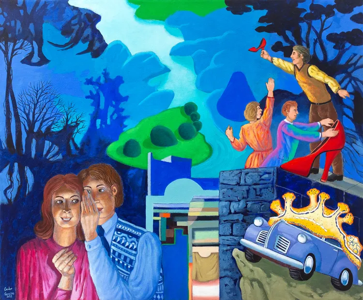 O segredo do sapato vermelho, Carlos Carreiro, 2023, Acrylic on canvas