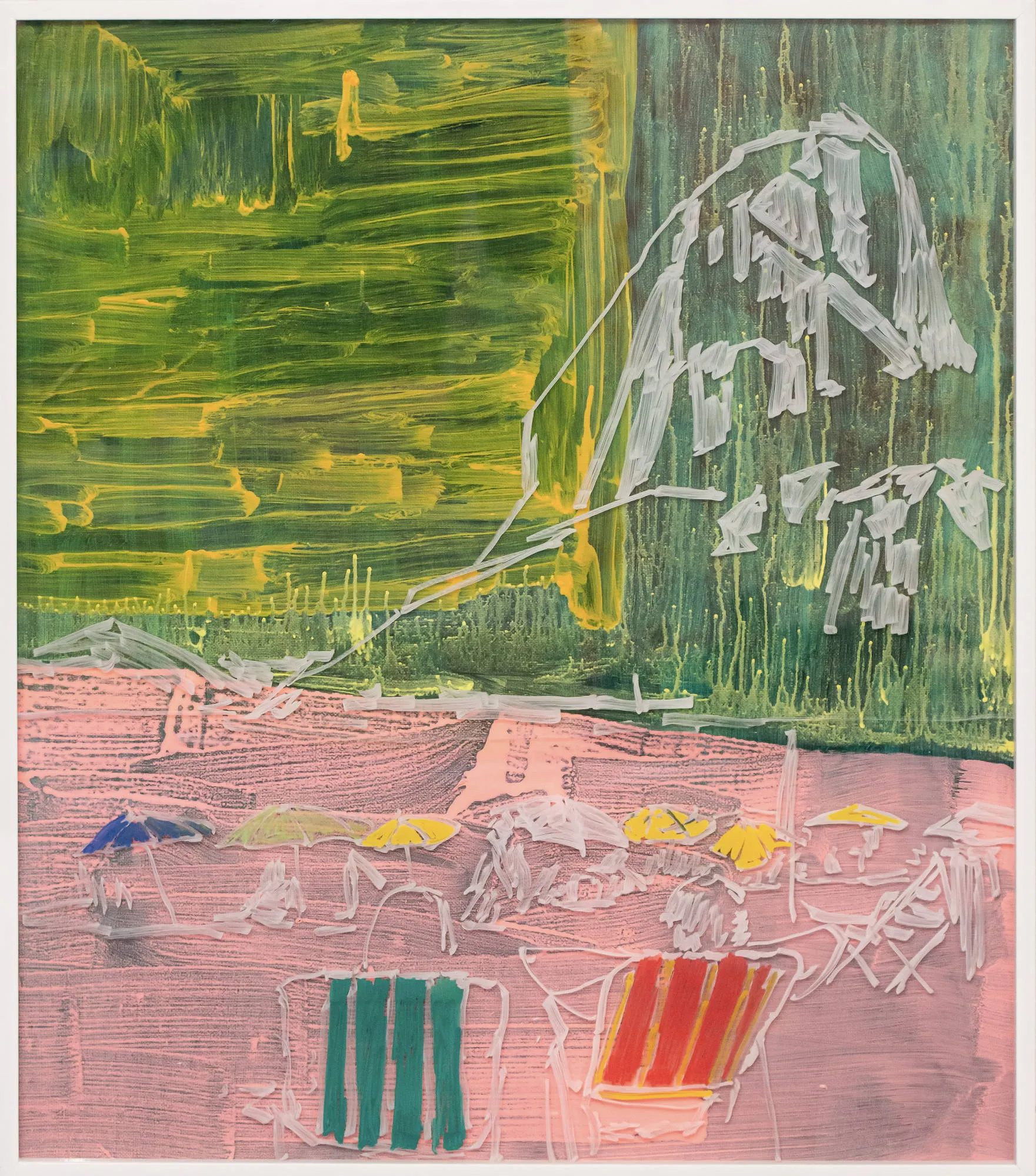 Morro da urca, Maísa Champalimaud, 2026, Mixed media on canvas and acrylic with white frame