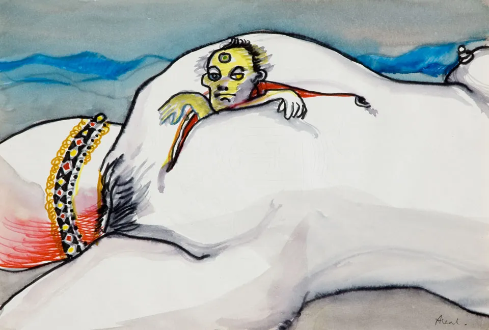 Estudo p/ colaboração c/ Teresa Horta (42-46), António Areal, 1973, Mixed media on paper