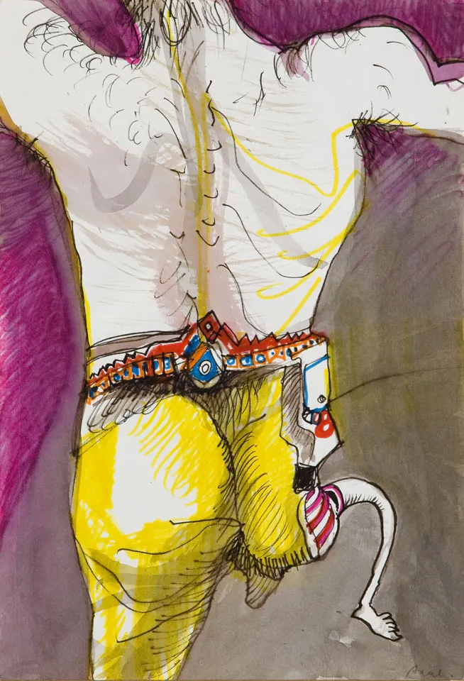 Estudo p/ colaboração c/ Teresa Horta (42-46), António Areal, 1973, Mixed media on paper