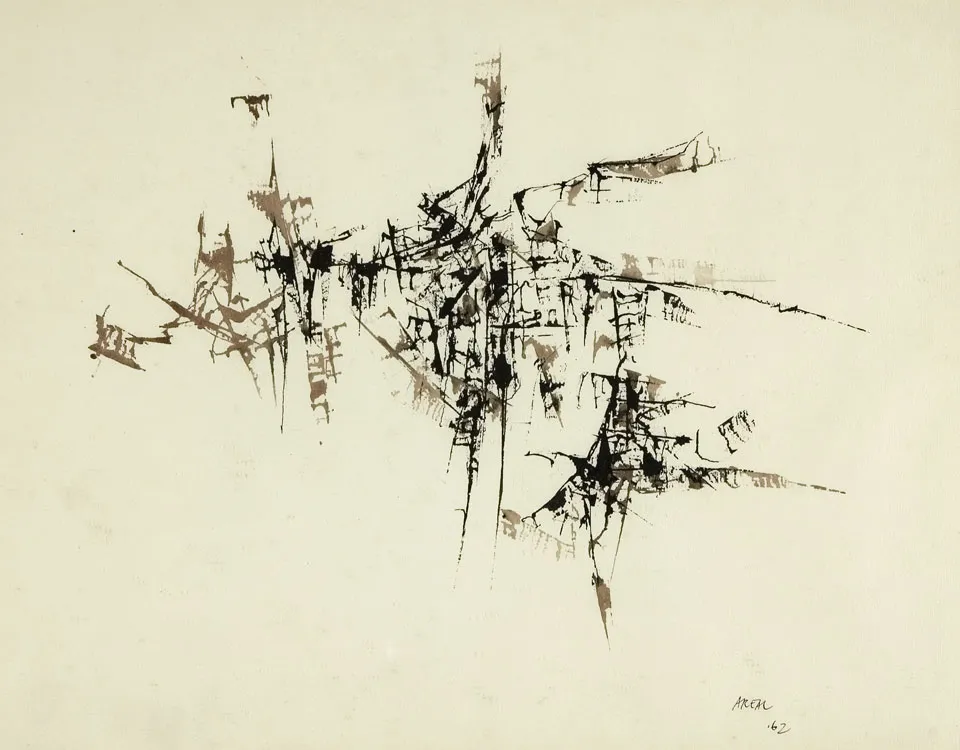 Untitled (11), António Areal, 1966, India ink with gouache wash on paper