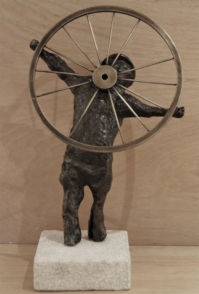 Camponês c/ Roda, Espiga Pinto, 1963, Bronze sculpture