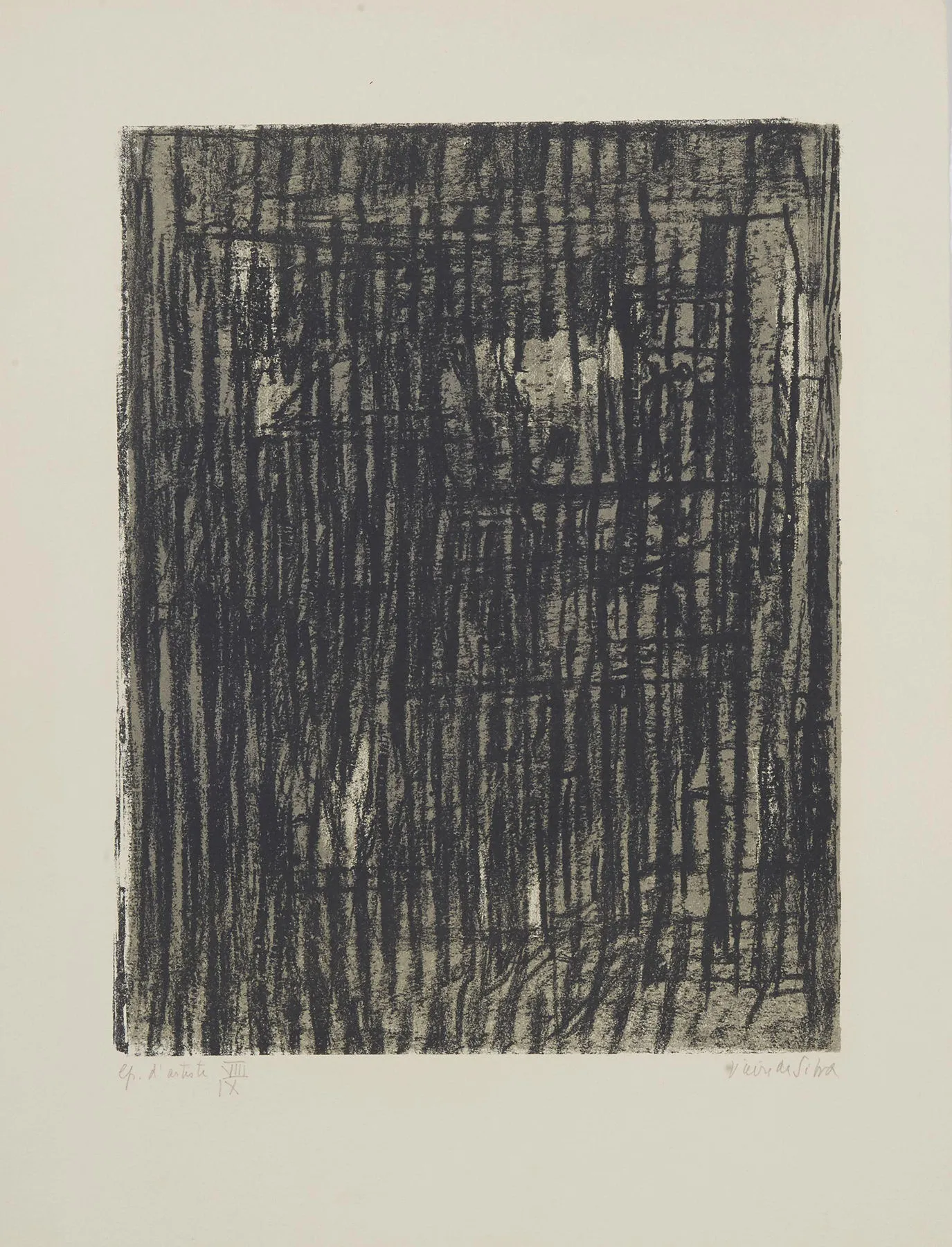 Les Grilles, Vieira da Silva, 1977, Lithograph (62/75)
