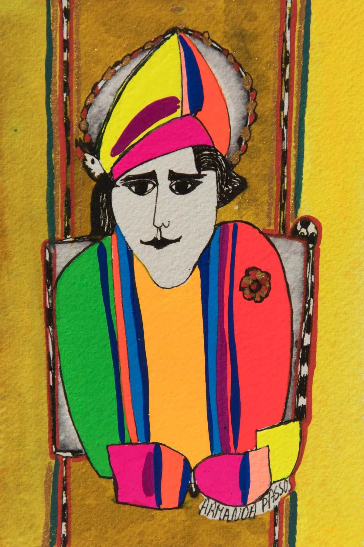 Série retrato 21, Armanda Passos, 2017, India ink and gouache on paper