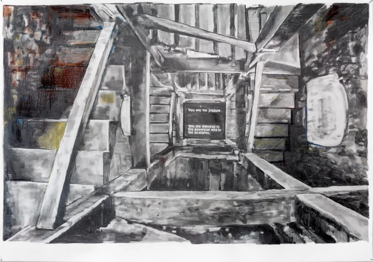Vertico after Serra, Catarina Patrício, 2021, Graphite and coloured pencil on paper