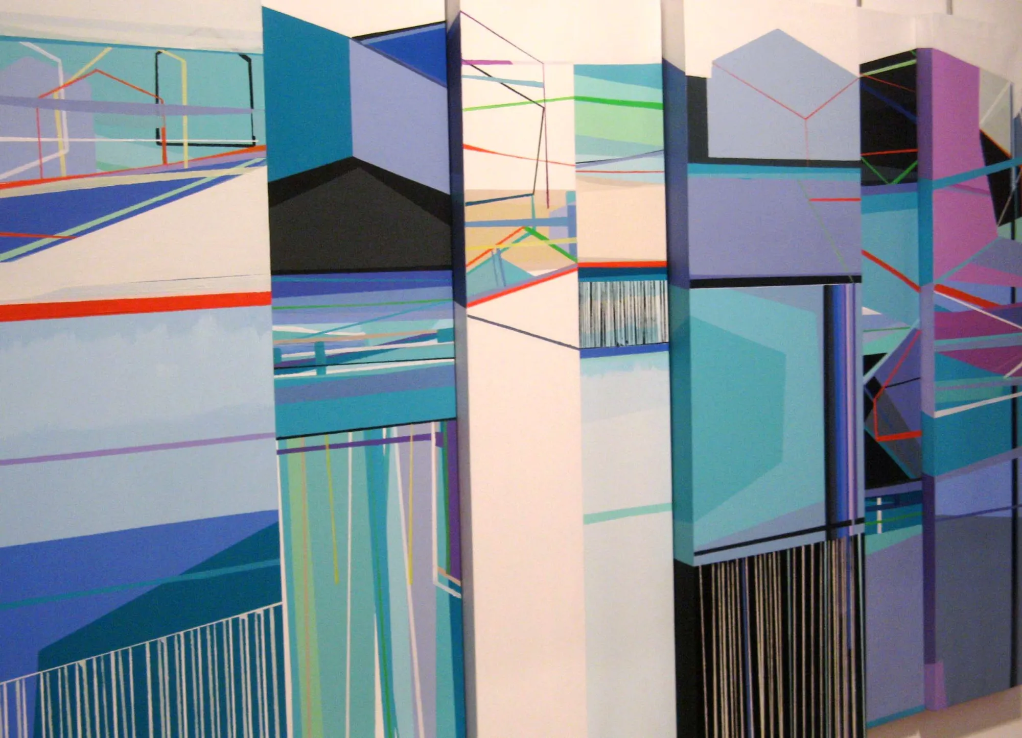 Neighborhood #5 - (polyptych, 7 canvases), Ana Pais Oliveira, 2013, Acrylic on canvas