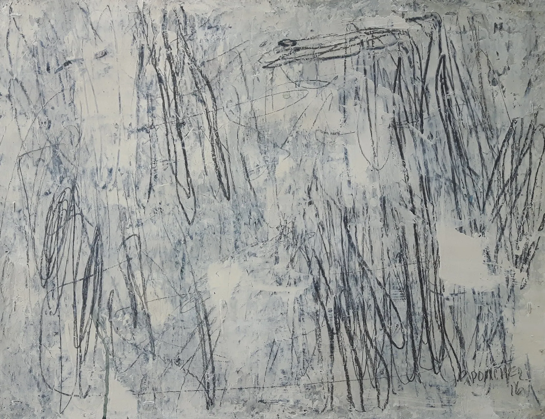 Il neige, Jean Pierre Porcher, 2016, Acrylic with graphite on paper
