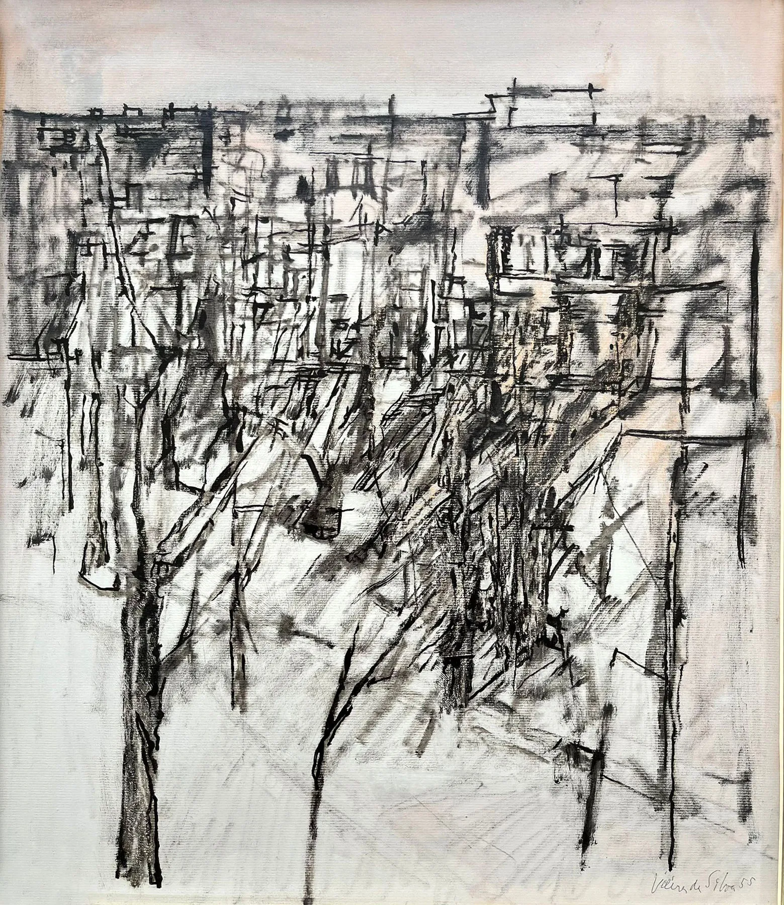 La vue du boulevard Saint-Jacques, Vieira da Silva, Mixed media (charcoal)