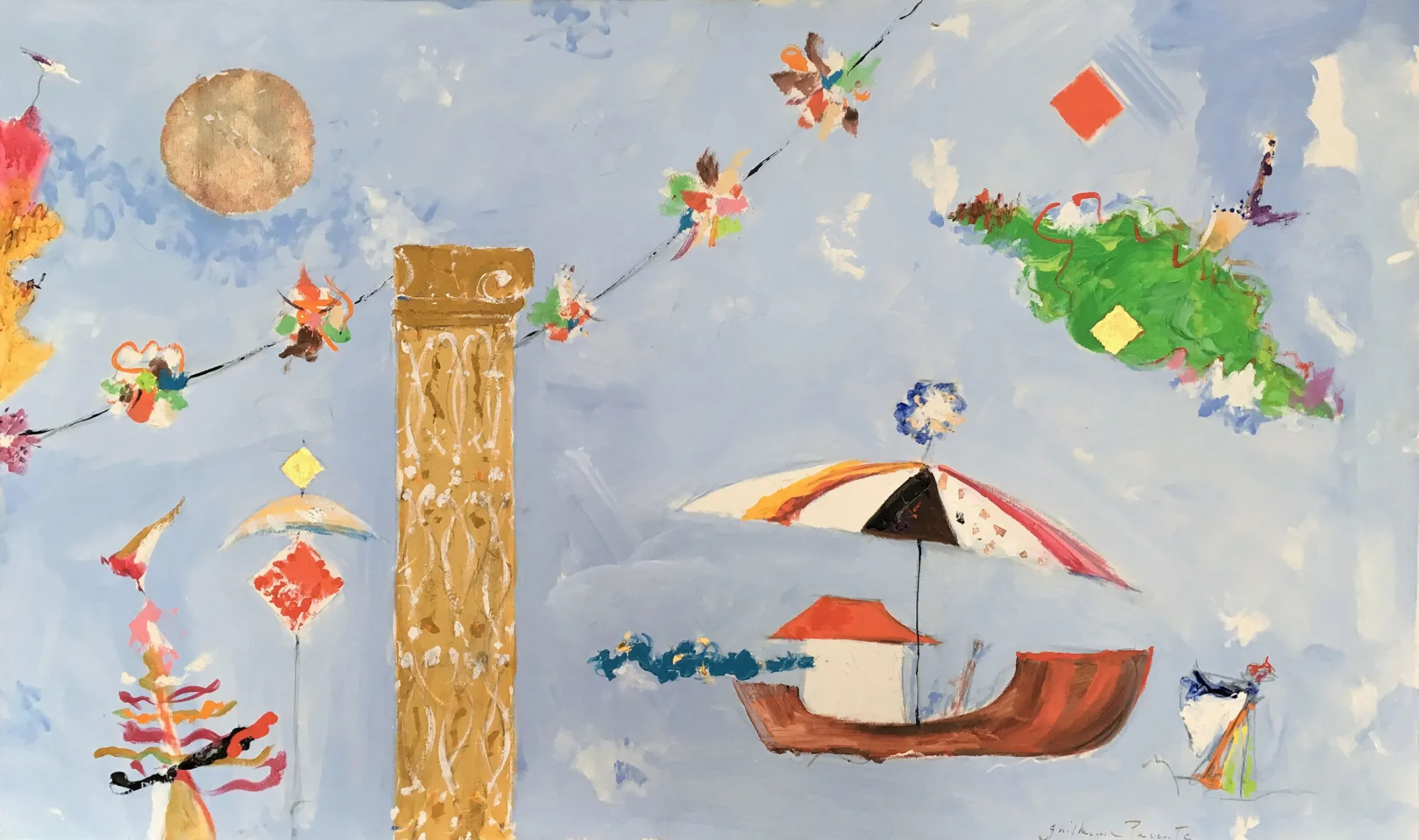 O Voo de Santo Antão, Guilherme Parente, Mixed media on canvas