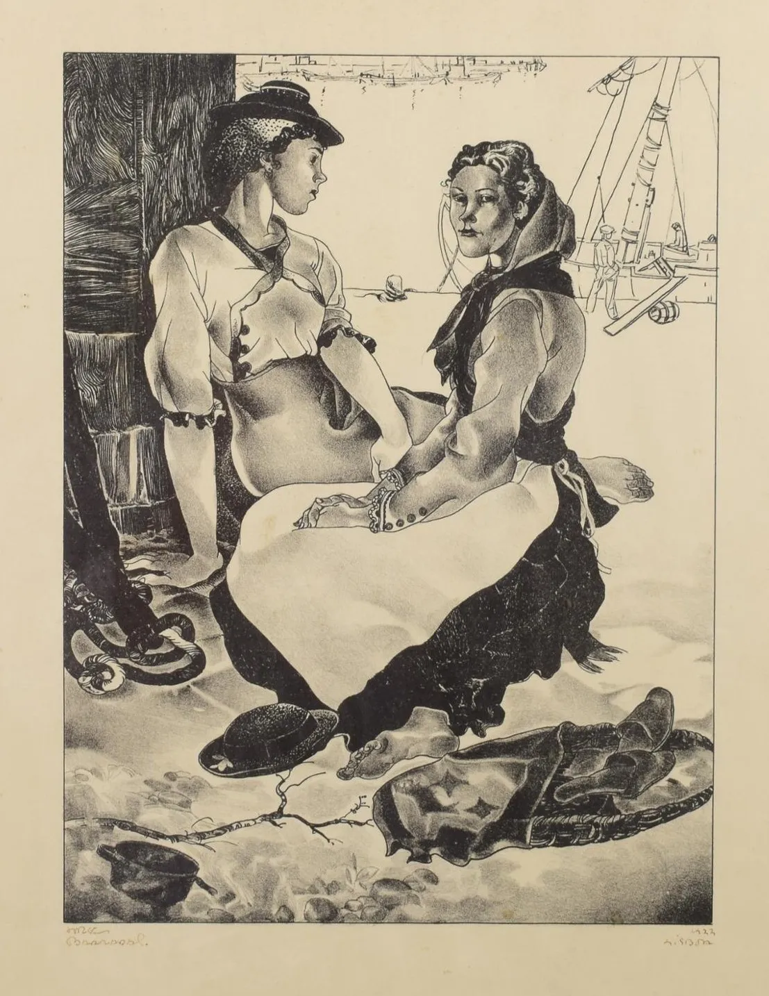 Varinas junto ao cais, Jorge Barradas, 1933, Print