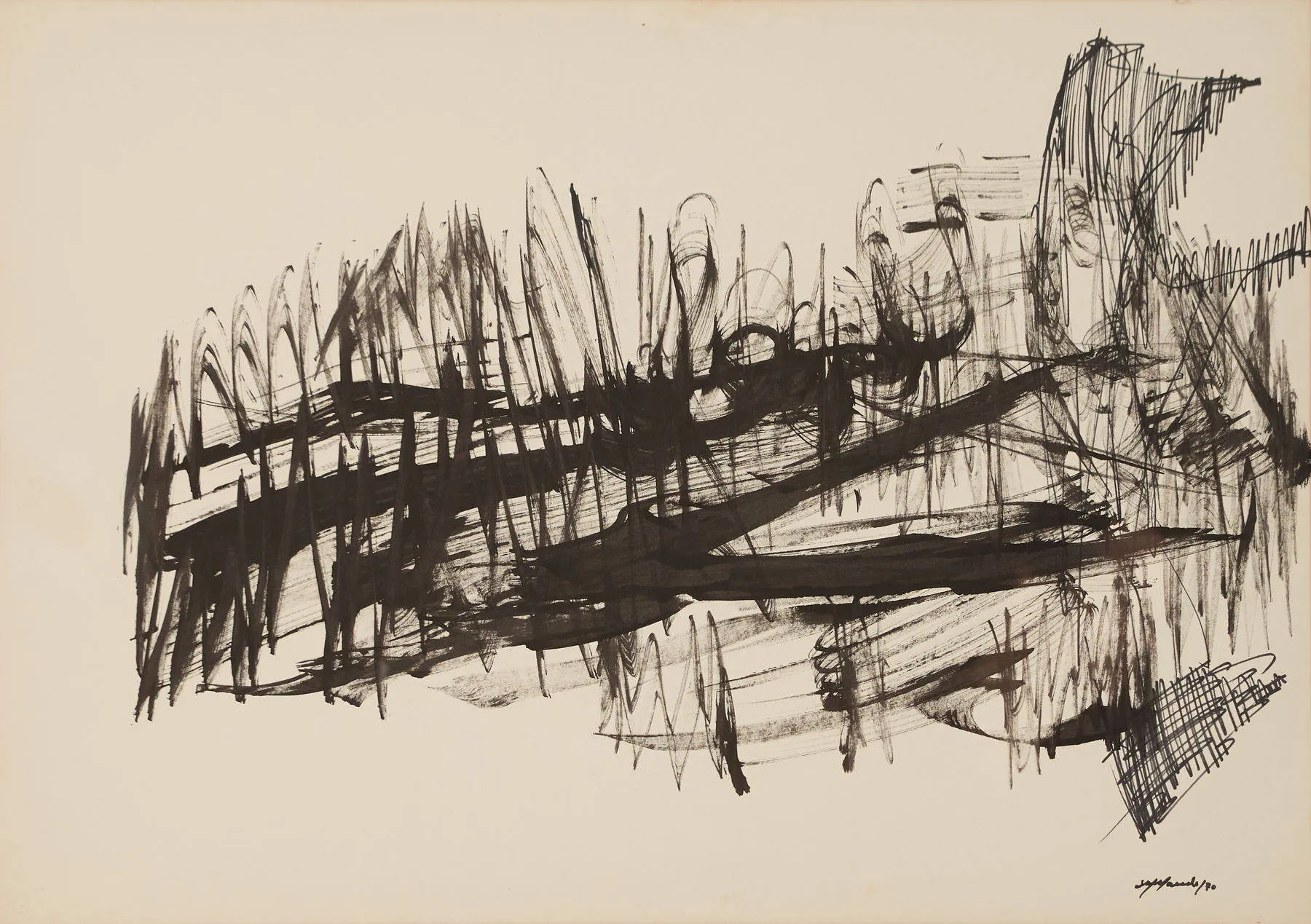 Sei de uma terra perdida, Moita Macedo, 1970, Acrylic on paper mounted on canvas