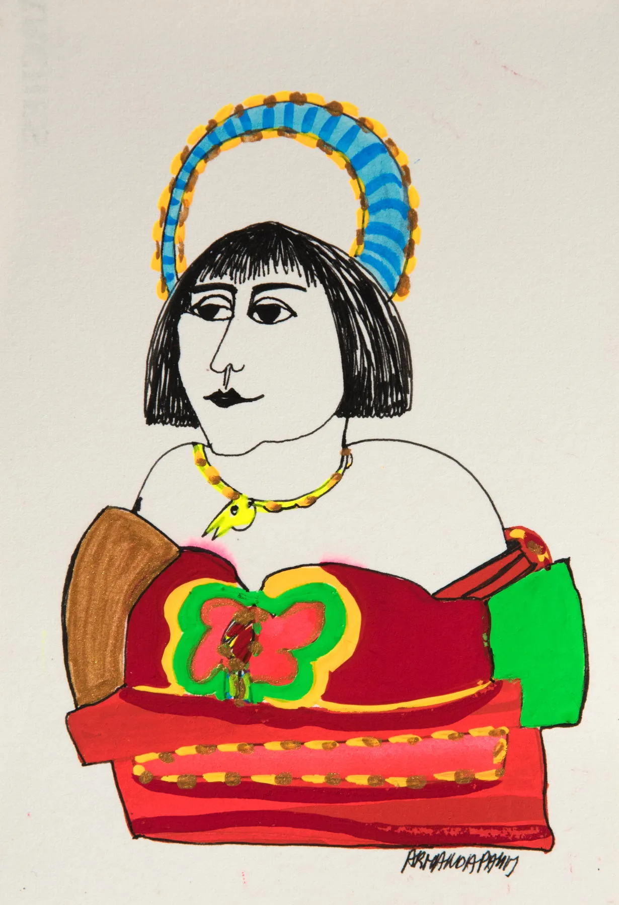 Série retrato 4, Armanda Passos, 2017, India ink and gouache on paper