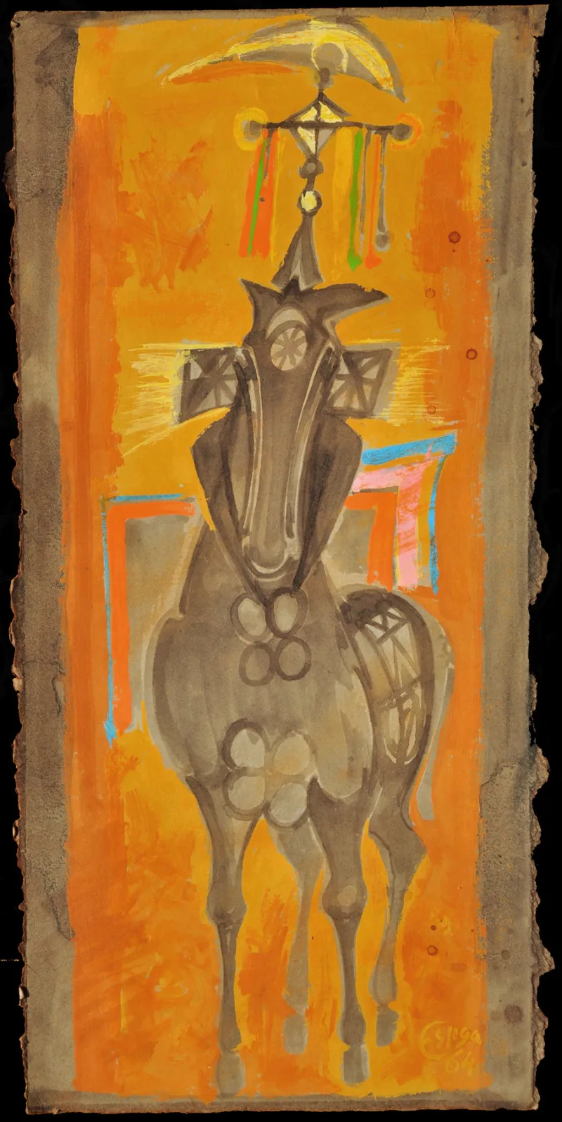 Cavalo em Festa, Espiga Pinto, 1964, Mixed media on paper