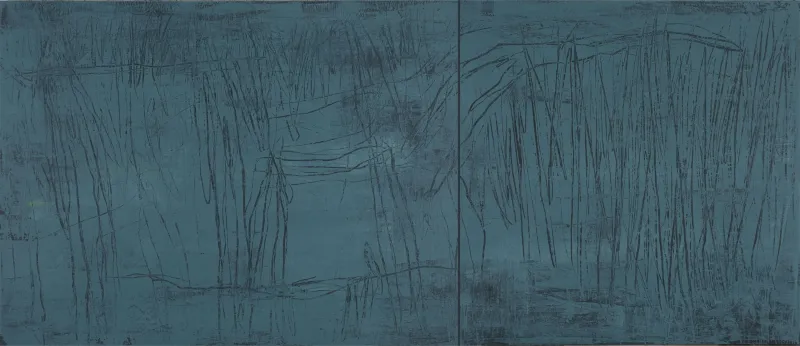 Bord d'Étang, Jean Pierre Porcher, 2016, Acrylic with graphite on canvas