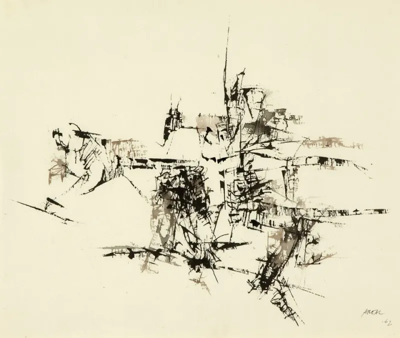 Untitled (14), António Areal, 1962, India ink with gouache wash on paper