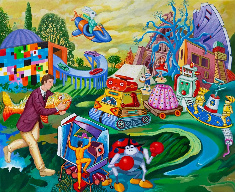 Com os brinquedos não se brinca, Carlos Carreiro, 2026, Acrylic on canvas