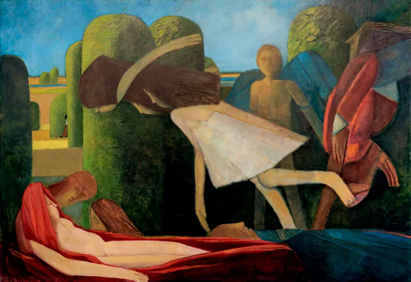 Encontro no Jardim, Rogério Ribeiro, 1996, Oil on canvas