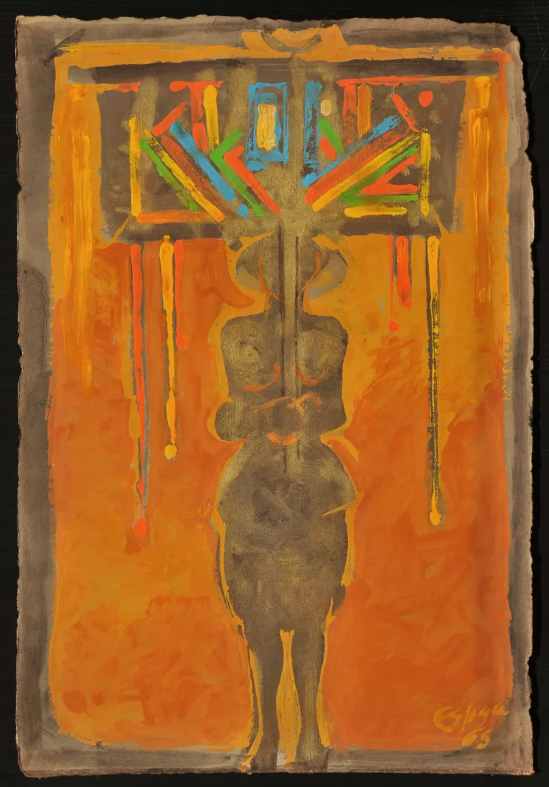Camponesa com pendão de Festa (88-08), Espiga Pinto, 1965, Mixed media on paper