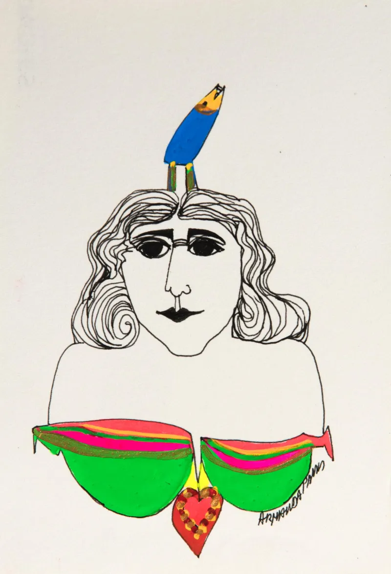 Série retrato 5, Armanda Passos, 2017, India ink and gouache on paper