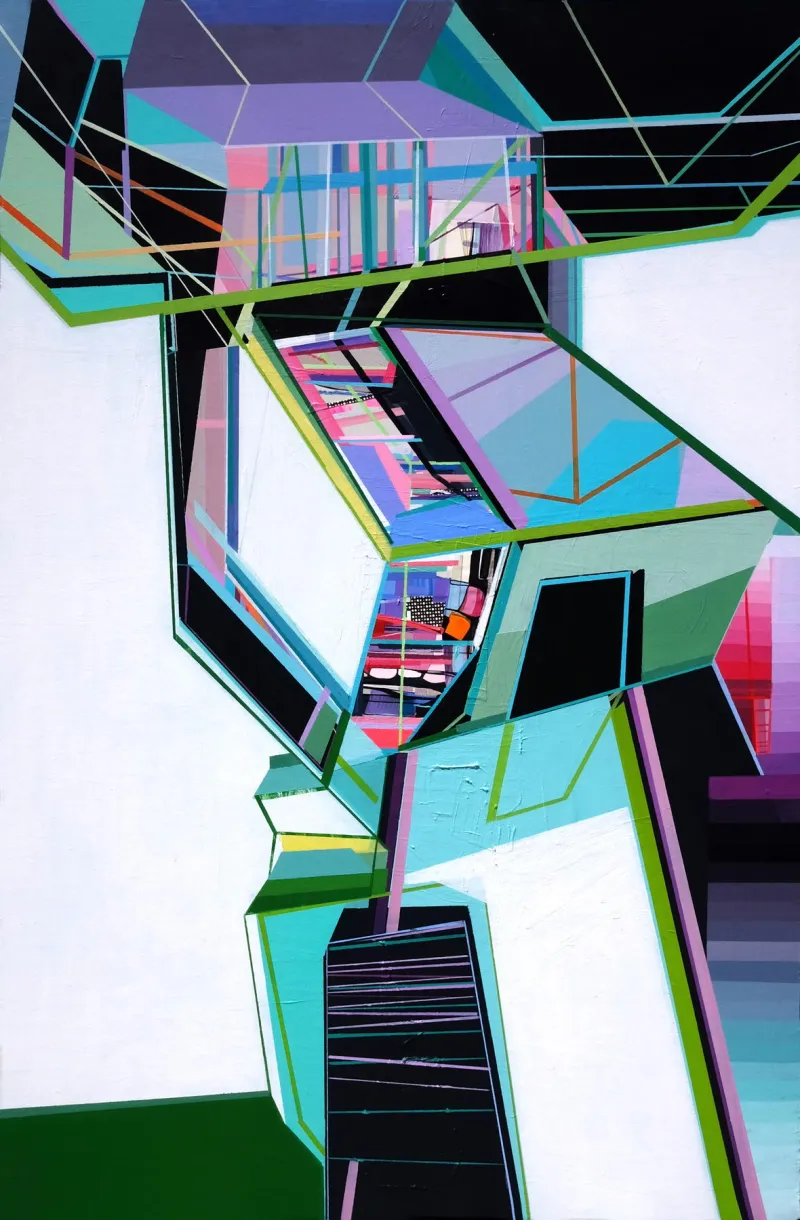A light green tree house, Ana Pais Oliveira, 2018, Mixed media on canvas