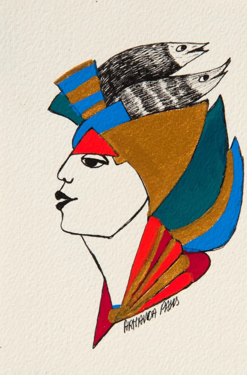 Série retrato 1, Armanda Passos, 2017, India ink and gouache on paper