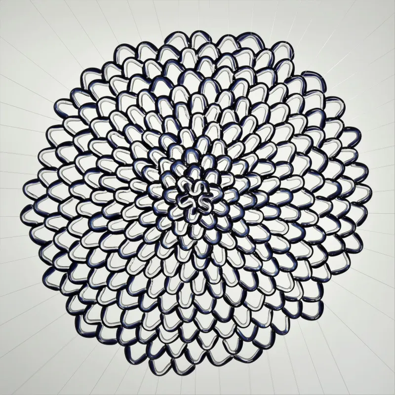 Rosáceas II, Manuela Castro Martins, 2015, Cast glass, wood and nylon thread