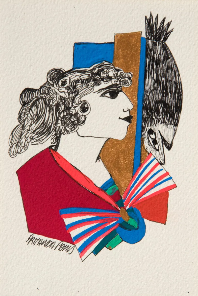 Série retrato 6, Armanda Passos, 2017, India ink and gouache on paper