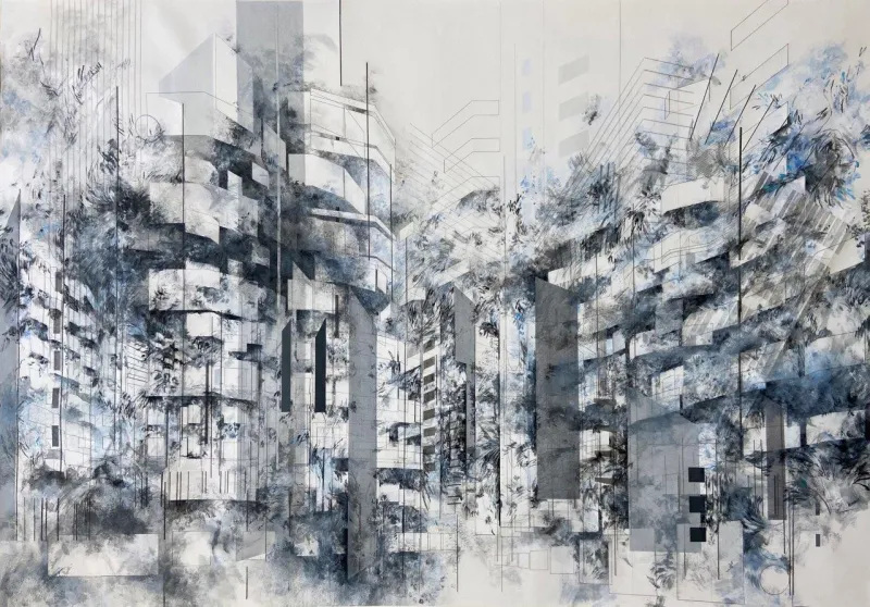 Avoriaz, Camille Bonneau, 2021, Mixed media on paper