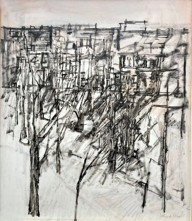 La vue du boulevard Saint-Jacques, Vieira da Silva, Mixed media (charcoal)
