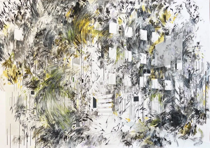Escola Politécnica #1, Camille Bonneau, 2021, Mixed media on paper
