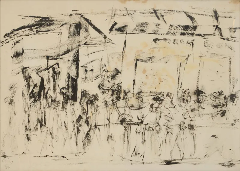 Grande Café, Moita Macedo, Acrylic on paper